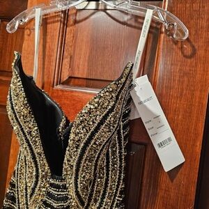 Portia and Scarlett Glittering Black and Gold Dress